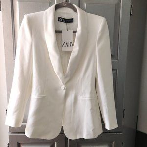 Women's White Zara Tuxedo Jacket- Size XS